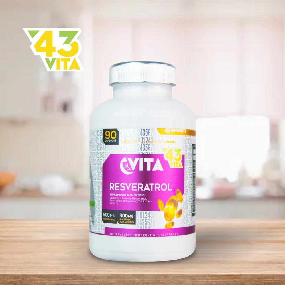 Foto 5 pulgar | Suplemento Resveratrol Acido Alfa Lipóico 90 Cápsulas Vita 43 Supplements