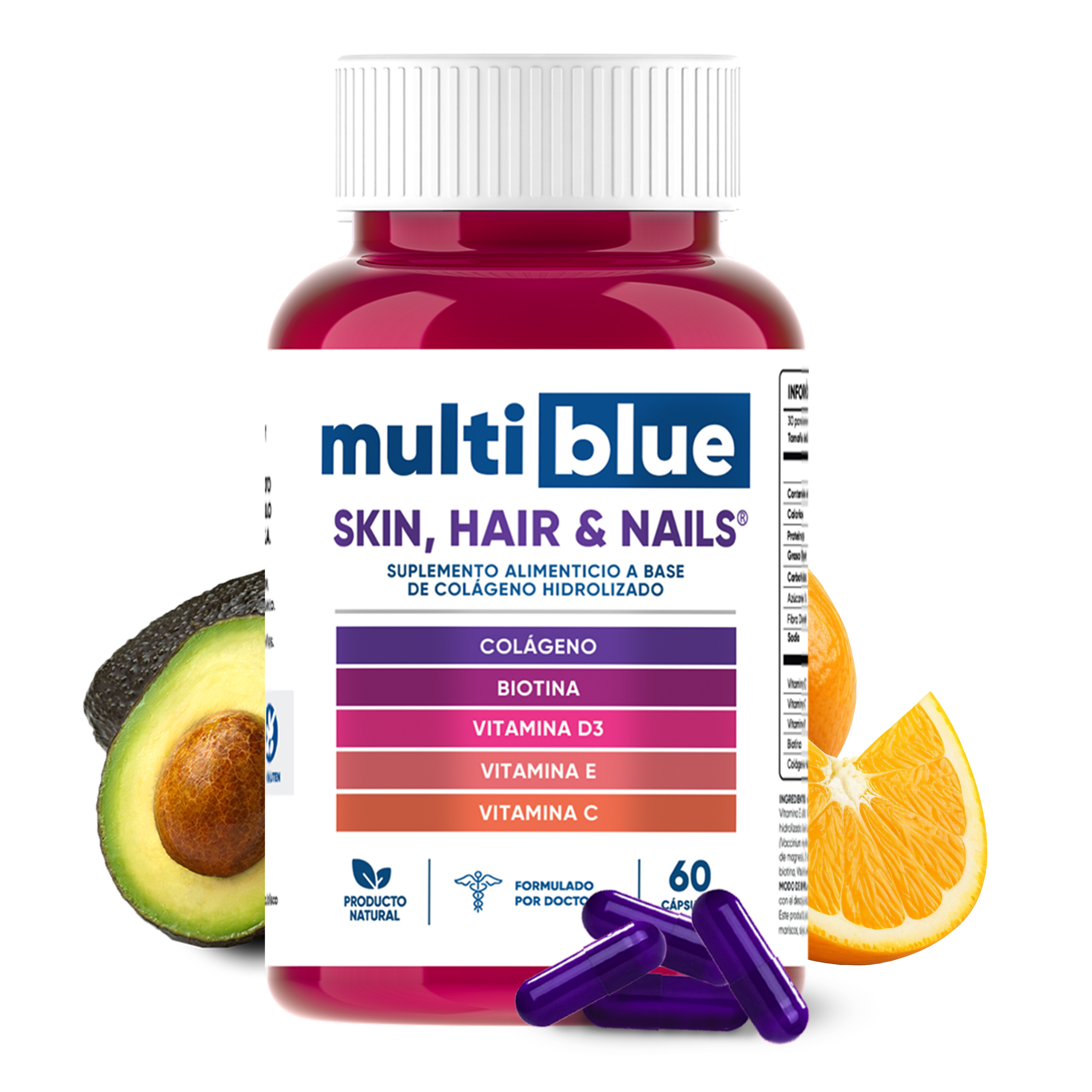 Cápsulas con Colágeno Y Biotina MultiBlue - 60 Unidades