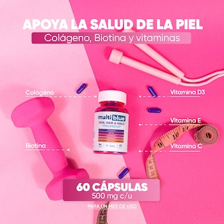 Foto 2 | Cápsulas con Colágeno Y Biotina MultiBlue - 60 Unidades