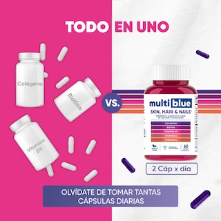 Foto 5 | Cápsulas con Colágeno Y Biotina MultiBlue - 60 Unidades