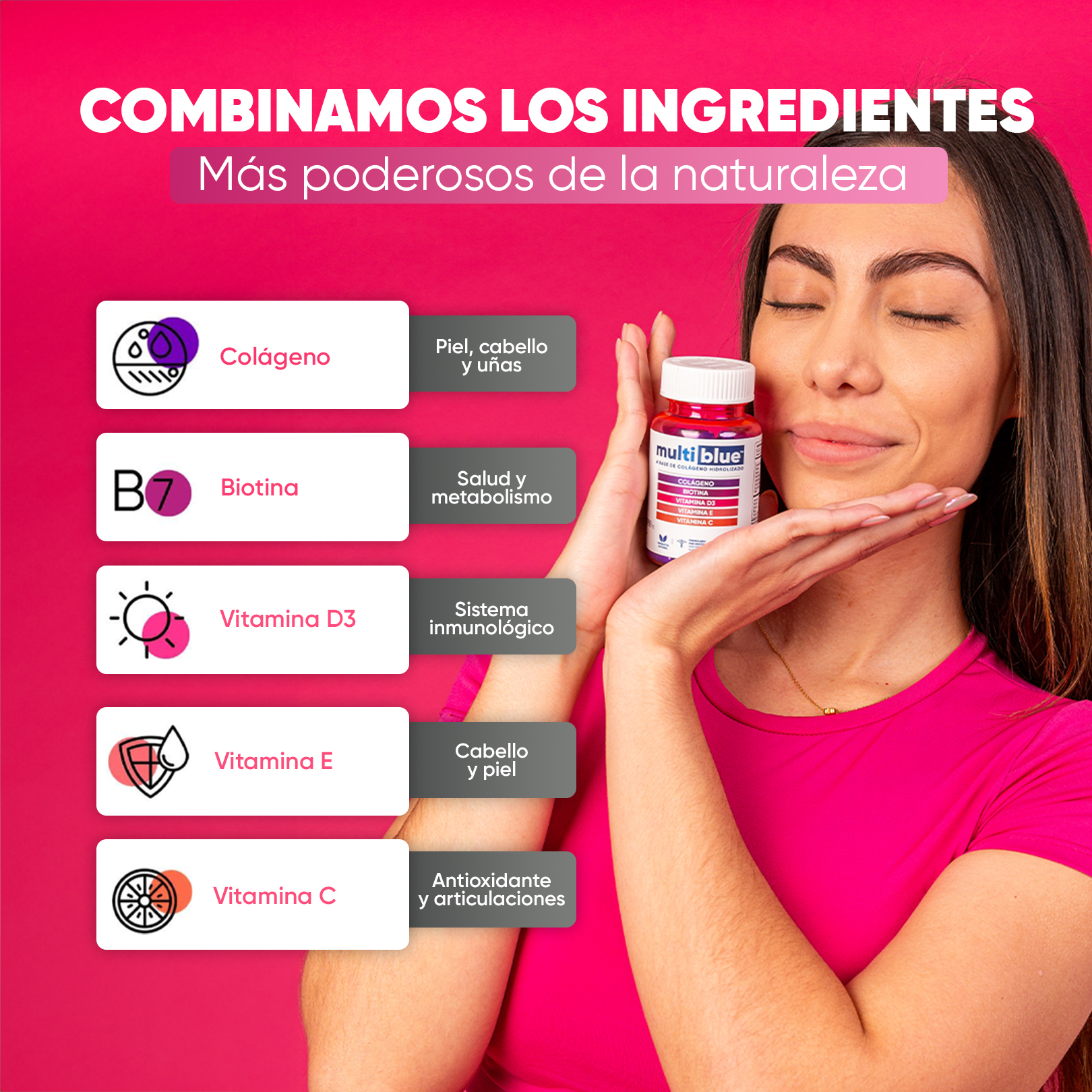 Foto 6 | Cápsulas con Colágeno Y Biotina MultiBlue - 60 Unidades