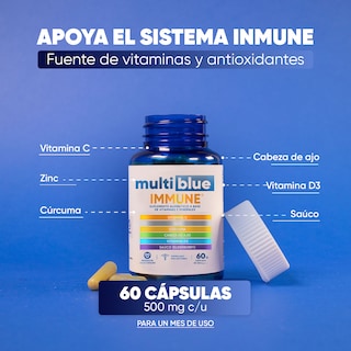 Foto 2 | Suplemento MultiBlue con Vitamina C Zinc Y Cúrcuma - 60 Cápsulas