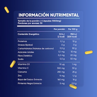 Foto 3 | Suplemento MultiBlue con Vitamina C Zinc Y Cúrcuma - 60 Cápsulas