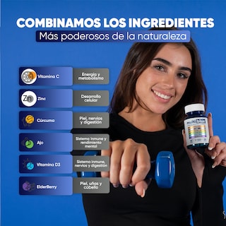 Foto 6 | Suplemento MultiBlue con Vitamina C Zinc Y Cúrcuma - 60 Cápsulas