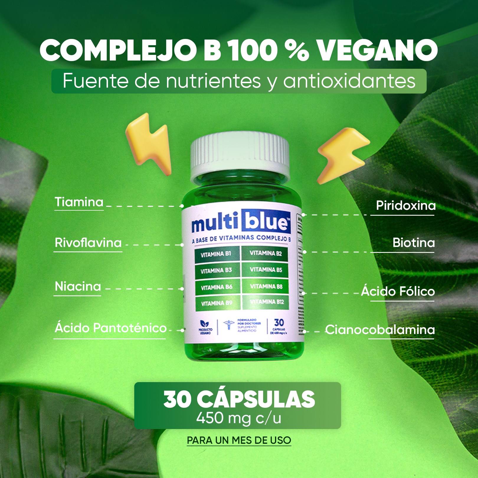 Foto 3 pulgar | Suplemento Multiblue Complejo B de 30 Cápsulas