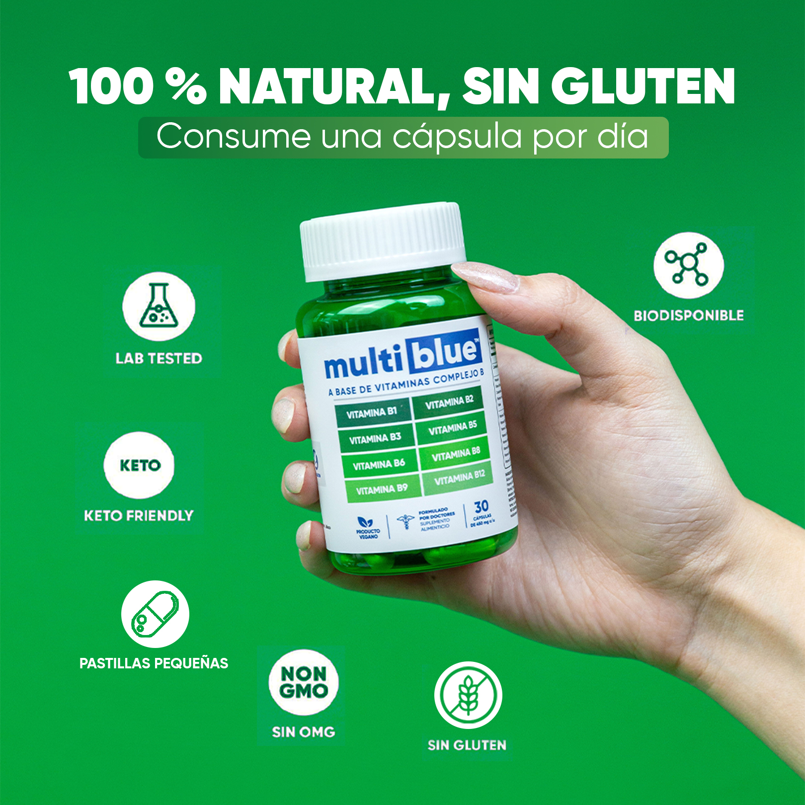 Foto 4 | Suplemento Multiblue Complejo B de 30 Cápsulas