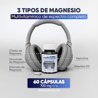 Foto 2 | Suplemento Multiblue Magnesio de 60 Cápsulas