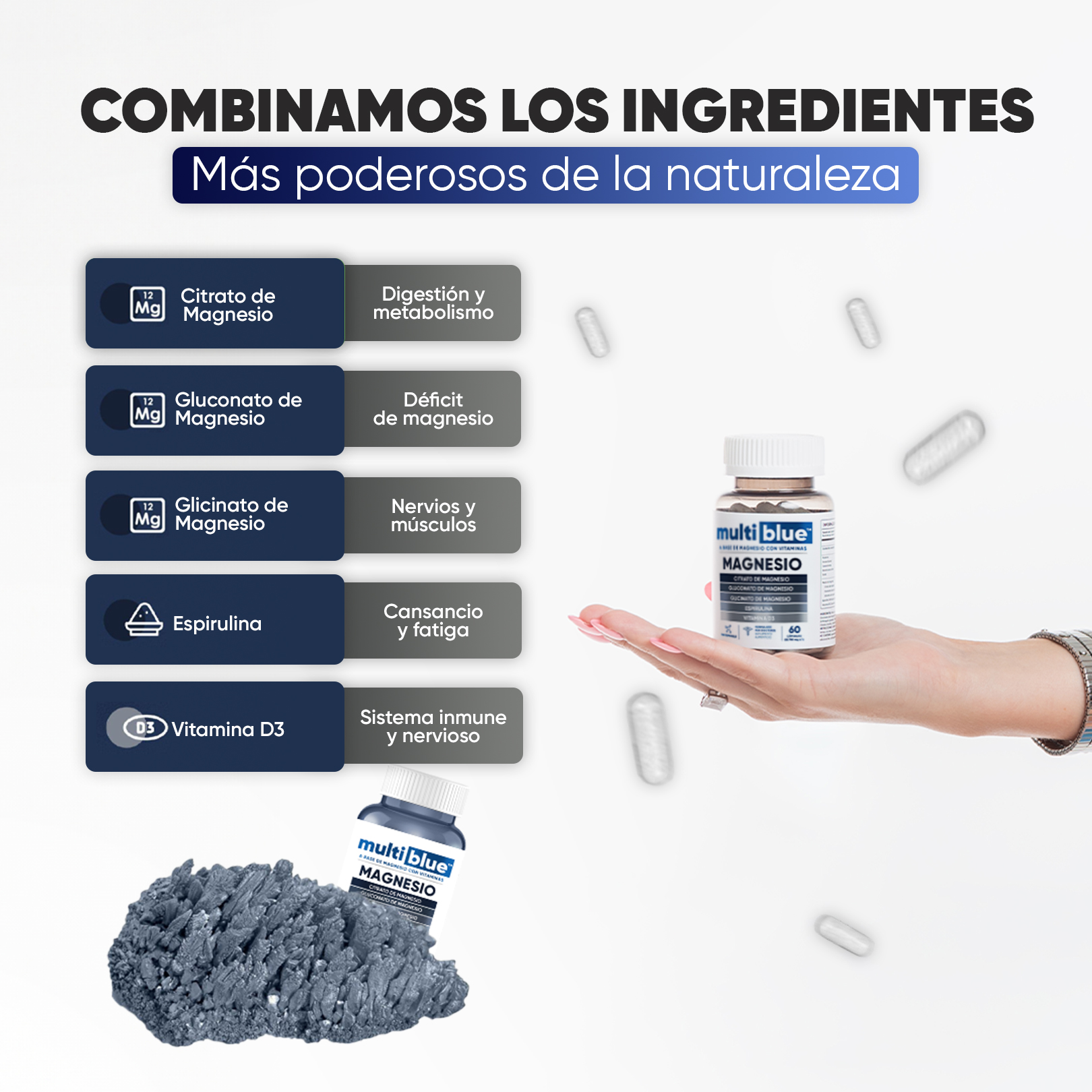 Foto 7 pulgar | Suplemento Multiblue Magnesio de 60 Cápsulas