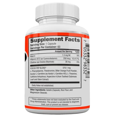 Foto 8 pulgar | Suplemento Dietético Focus Pep Brain Boosting 60 Pastillas - Venta Internacional.