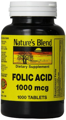 Foto 2 pulgar | Suplemento Nature's Blend De Ácido Fólico 1000 Mcg 1000 Tabletas - Venta Internacional.
