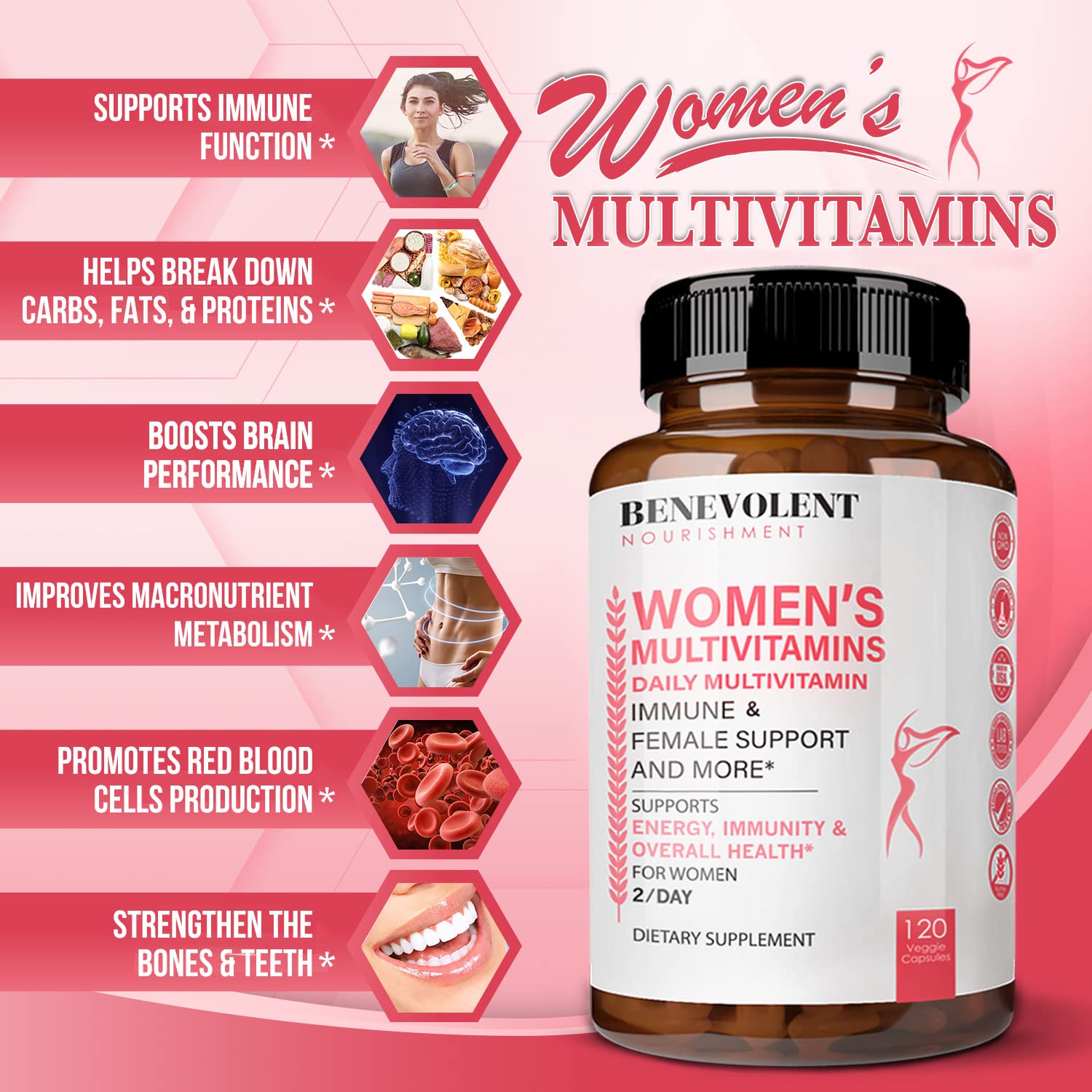 Foto 5 pulgar | Suplemento Multivitamínico Benevolent Nourishment Women 120 Cápsulas - Venta Internacional.