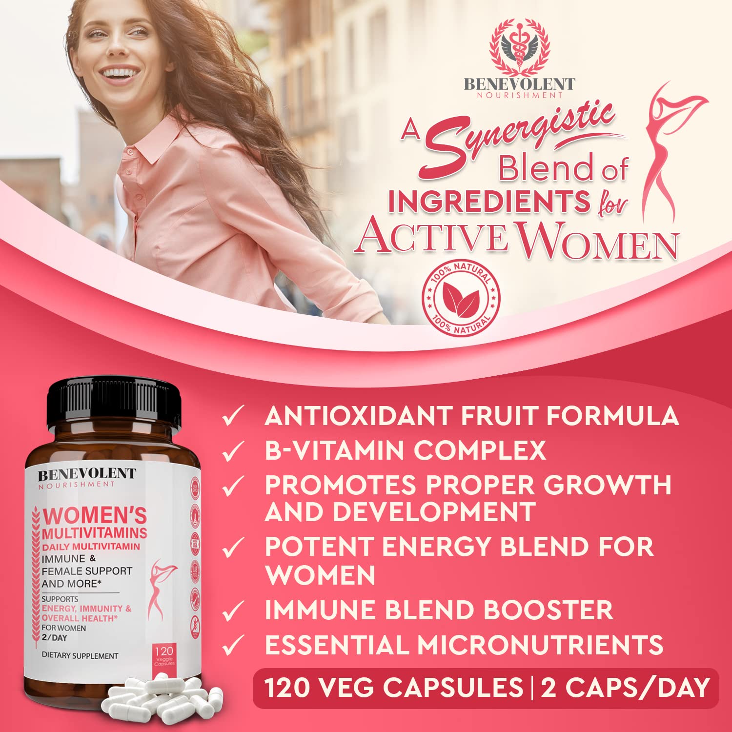 Foto 6 | Suplemento Multivitamínico Benevolent Nourishment Women 120 Cápsulas - Venta Internacional.