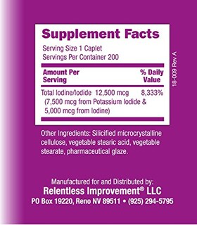 Foto 4 | Suplemento Relentless Improvement Iodine Sublime 12,5 Mg 200 - Venta Internacional.