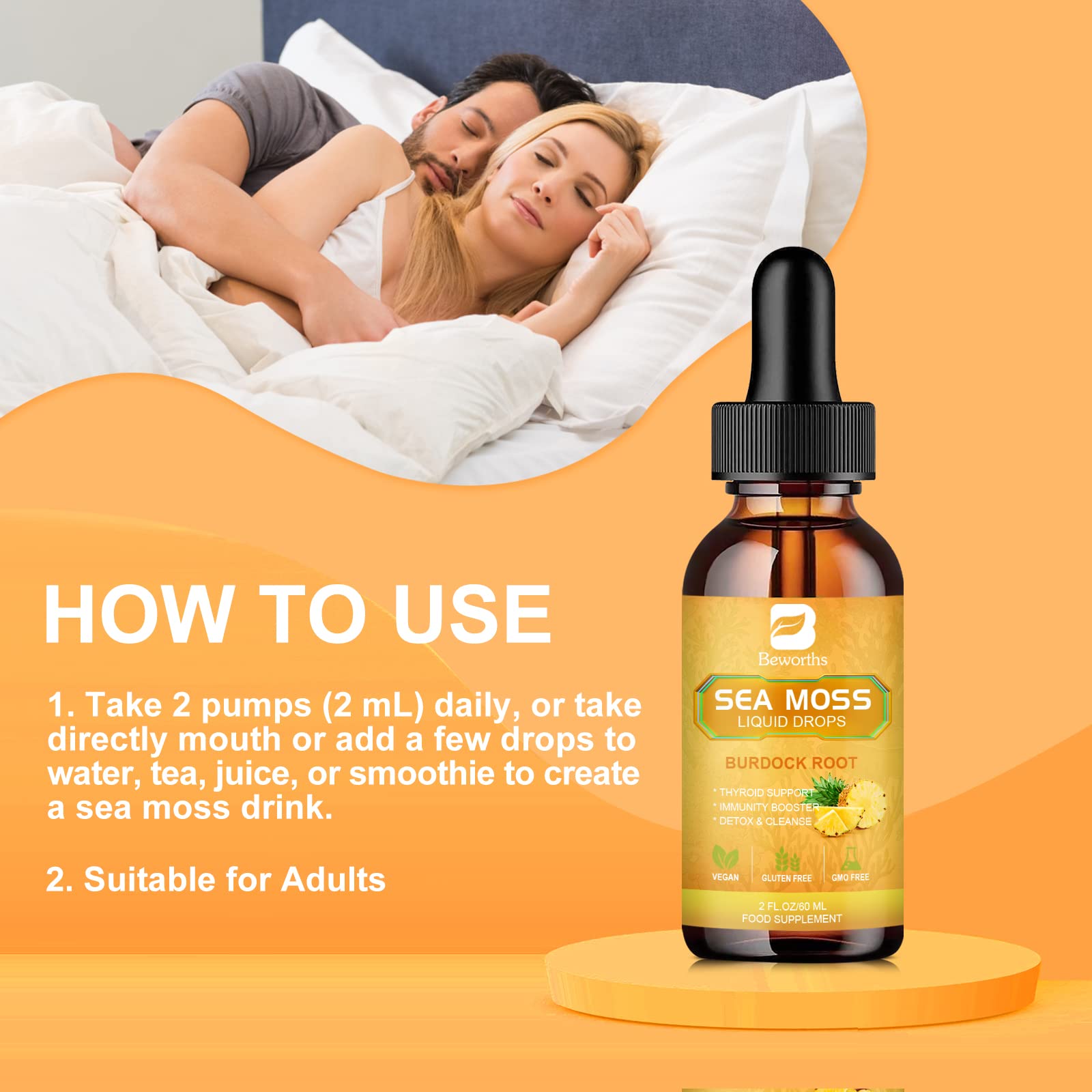 Foto 5 | Sea Moss Liquid Drops B Beworths Organic Con Raíz De Bardana - Venta Internacional.