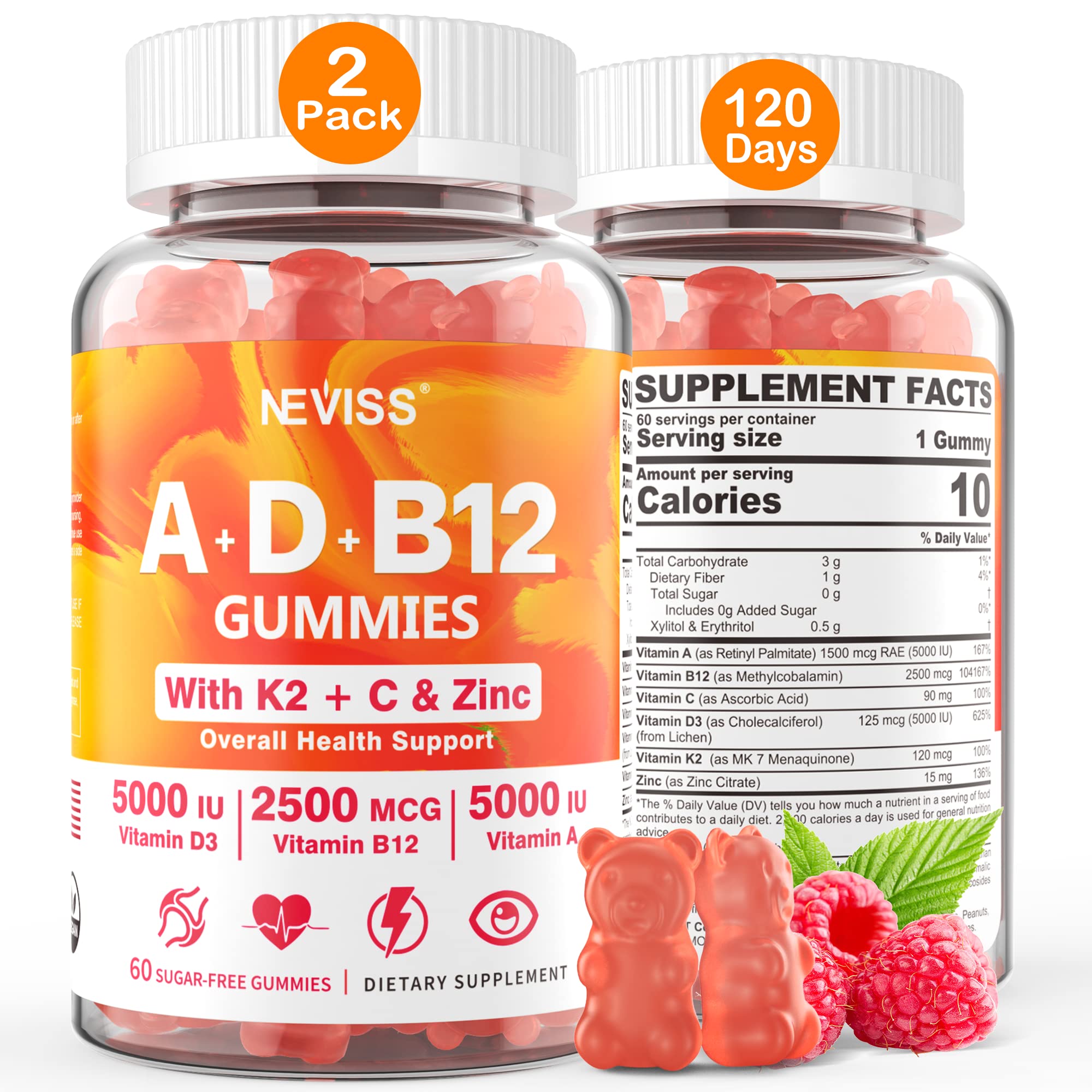 Foto 2 pulgar | Suplemento De Gomitas Neviss Con Vitamina Adk+ B12 Sin Azúcar Para Adultos - Venta Internacional.