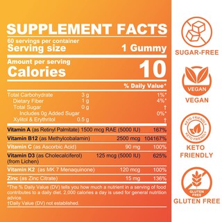Foto 3 | Suplemento De Gomitas Neviss Con Vitamina Adk+ B12 Sin Azúcar Para Adultos - Venta Internacional.