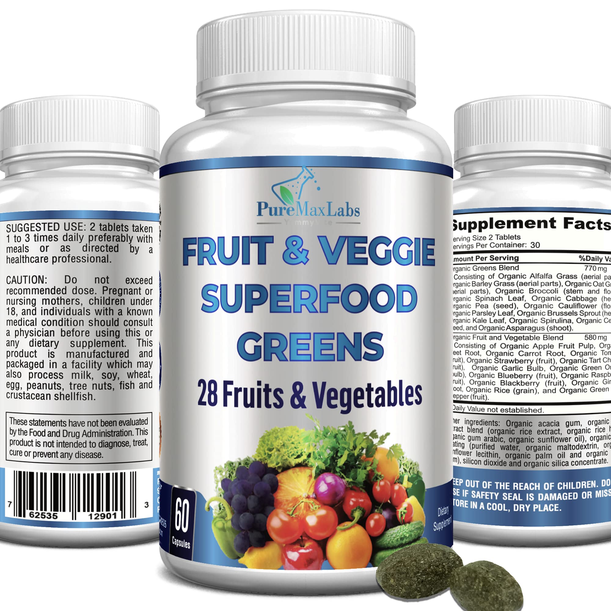 Foto 2 pulgar | Complemente Las Verduras Superalimentarias De Frutas Y Verduras De Puremax Labs - Venta Internacional.