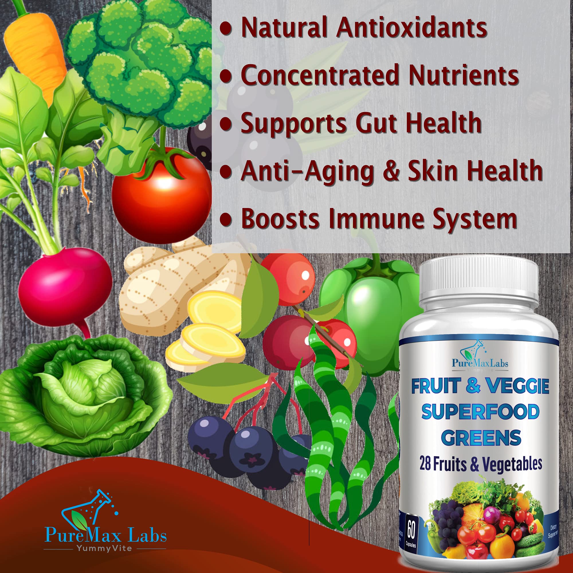Foto 4 pulgar | Complemente Las Verduras Superalimentarias De Frutas Y Verduras De Puremax Labs - Venta Internacional.