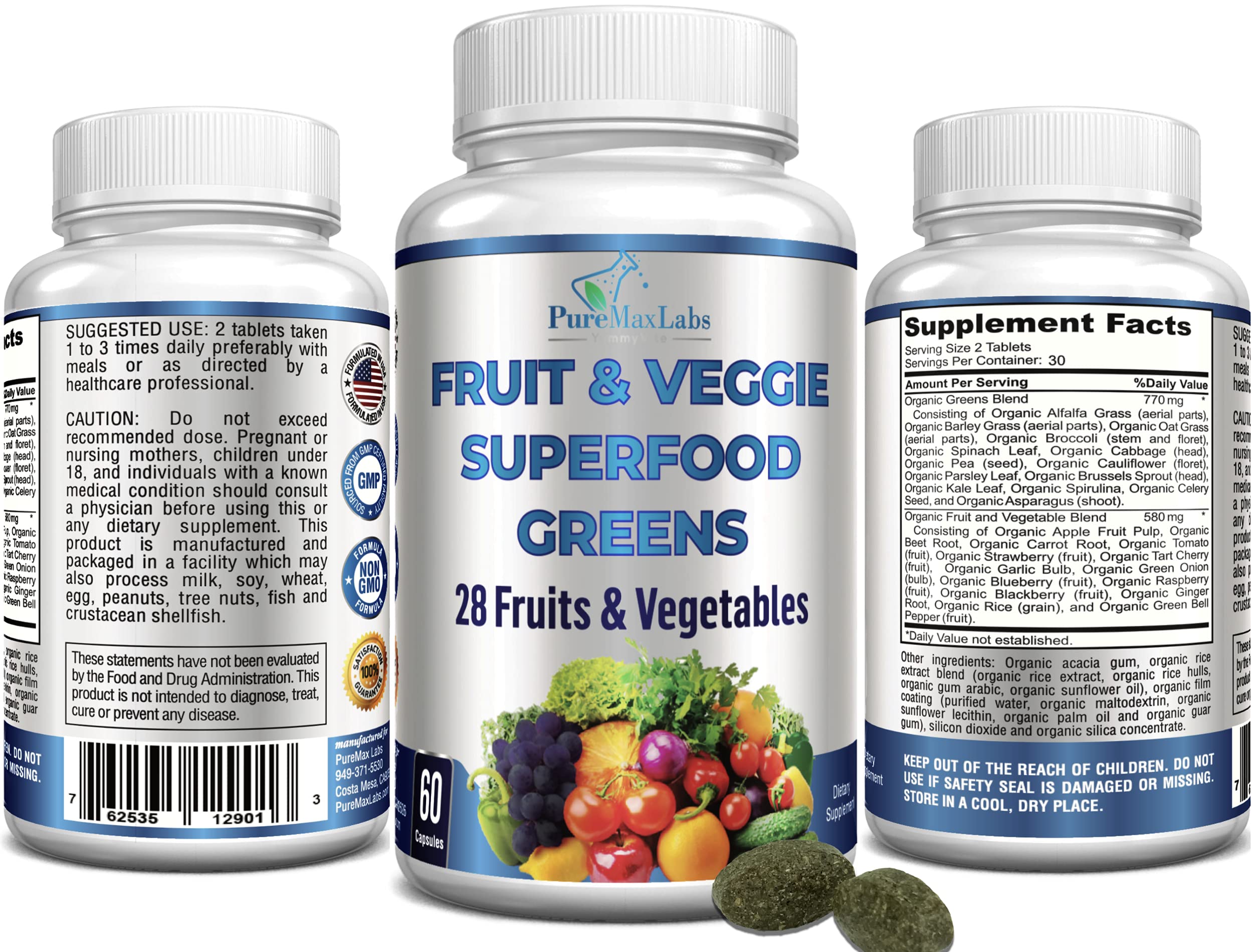 Foto 6 pulgar | Complemente Las Verduras Superalimentarias De Frutas Y Verduras De Puremax Labs - Venta Internacional.
