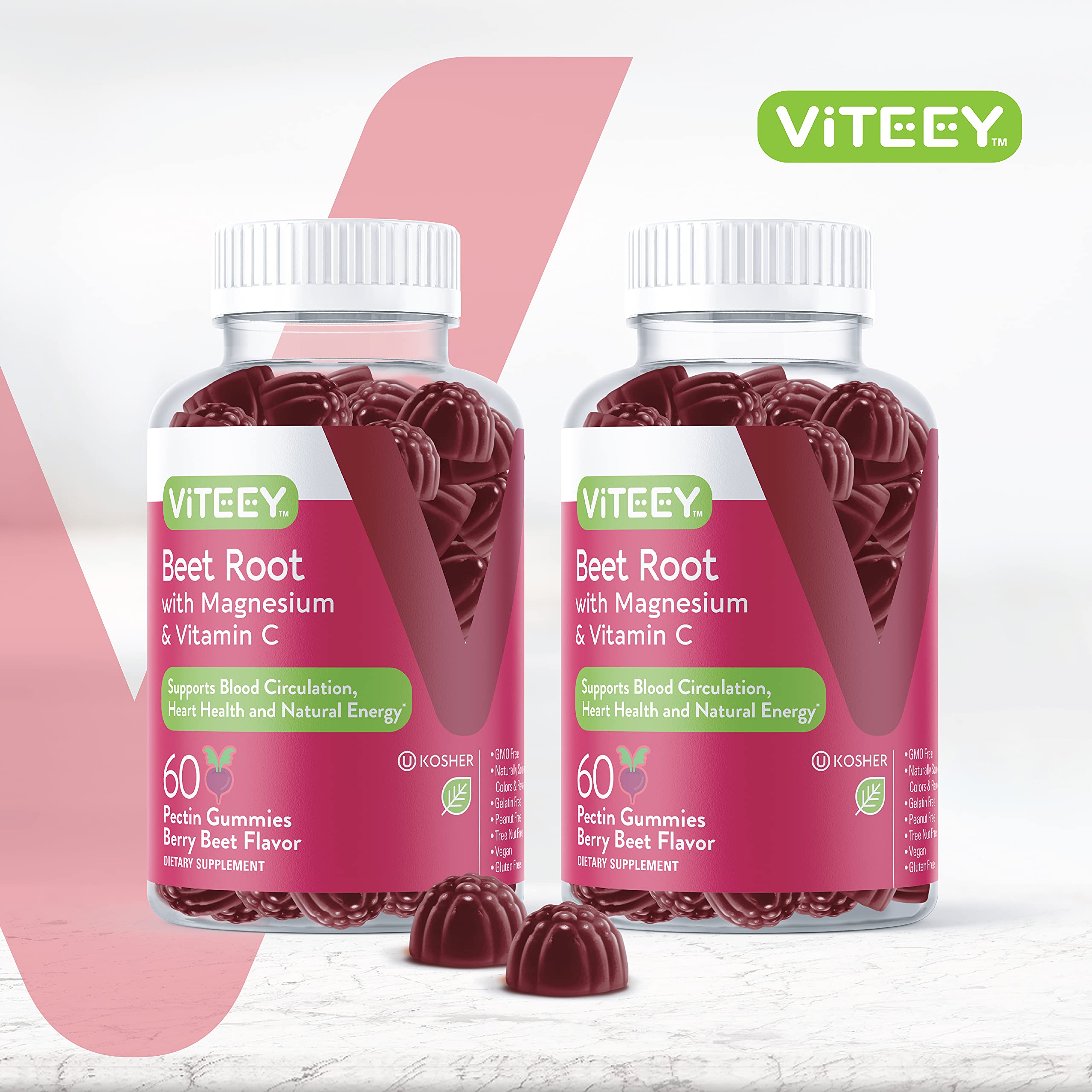 Foto 3 pulgar | Complemente Las Gomitas De Raíz De Remolacha Viteey Con Magnesio Y Vitamina C - Venta Internacional.
