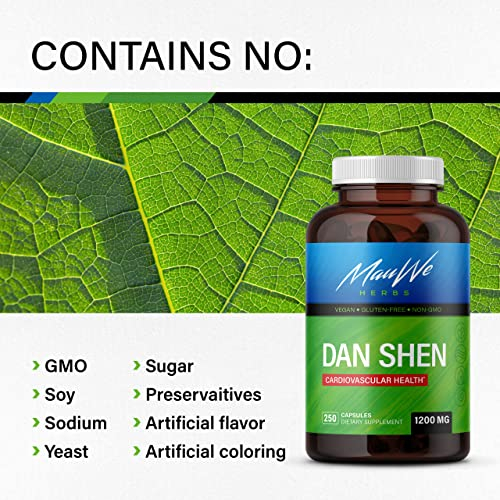 Foto 7 pulgar | Suplemento Mauwe Herbs, Extracto De Salvia Roja Dan Shen, 250 Cápsulas - Venta Internacional.