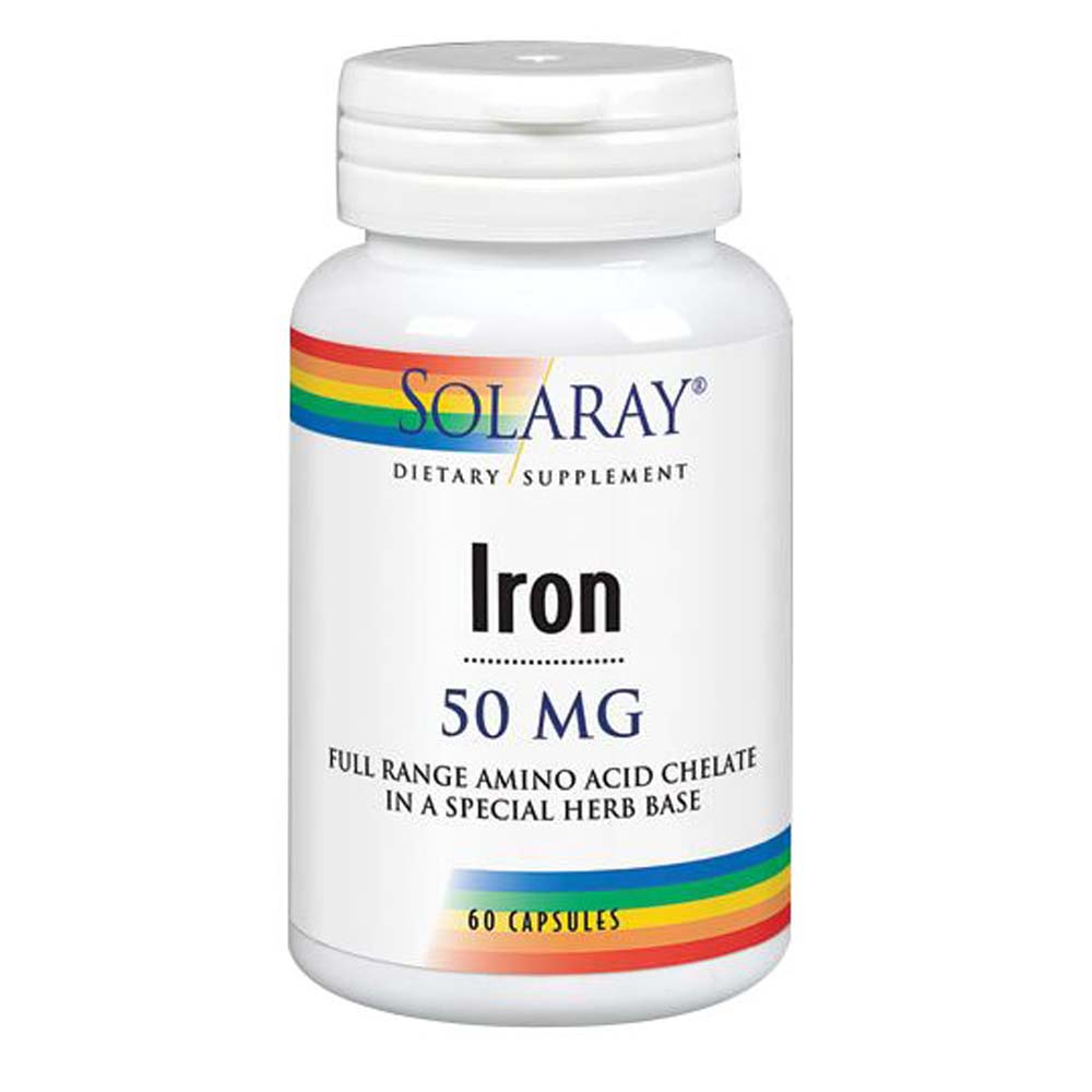 Foto 2 pulgar | Suplemento De Hierro Solaray Iron 50 Mg 60 Cápsulas - Venta Internacional.