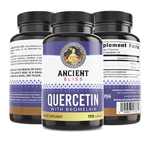 Foto 4 pulgar | Suplemento Ancient Bliss Quercetina 1000 Mg Con Bromelina 200 Mg - Venta Internacional.