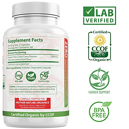 Foto 2 | Suplementos Mother Nature Organics Camu Berry 120 Cápsulas - Venta Internacional.