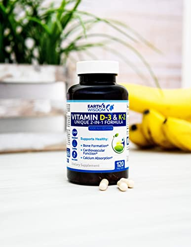Foto 8 pulgar | Suplemento Earth's Wisdom De Vitamina D3 5000 Ui Con K2 Mk7 120 C - Venta Internacional.