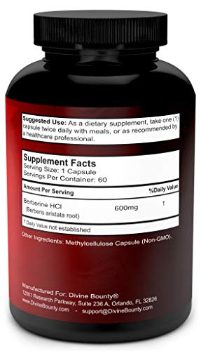 Foto 3 pulgar | Suplemento Divine Bounty Berberine Hcl 600 Mg 60 Cápsulas - Venta Internacional.
