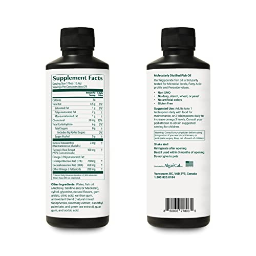 Foto 3 pulgar | Suplemento Algaecal Triple Power Omega 3 De Aceite De Pescado 300 Ml - Venta Internacional.
