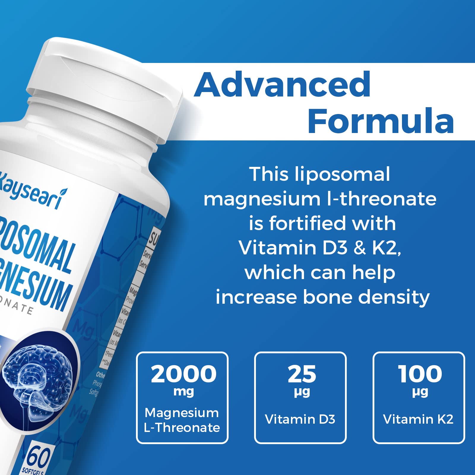 Foto 5 pulgar | Suplementos De L-treonato De Magnesio Liposomal Kayseari 2000 Mg - Venta Internacional.
