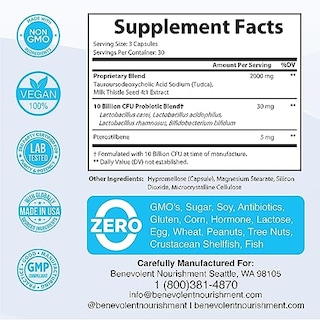 Foto 2 | Suplemento De Sales Biliares Tudca De Benevolent Nouriment 2000 Mg - Venta Internacional.