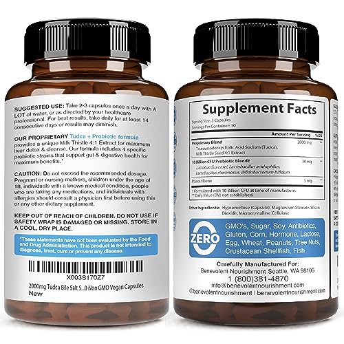 Foto 7 pulgar | Suplemento De Sales Biliares Tudca De Benevolent Nouriment 2000 Mg - Venta Internacional.