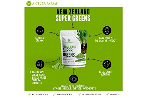 Foto 6 pulgar | Polvo Super Greens Antler Farms 100% Orgánico, 200 G, 40 Porciones - Venta Internacional.