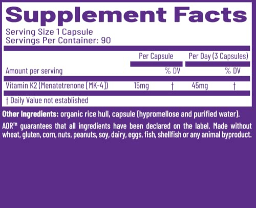 Foto 5 | Suplemento Aor Peak K2 Bone Cardiovascular Health 90 Cápsulas - Venta Internacional
