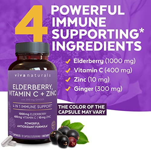 Foto 3 pulgar | Complementa La Baya Del Saúco, La Vitamina C, El Zinc Y El Jengibre De Viva Naturals - Venta Internacional.