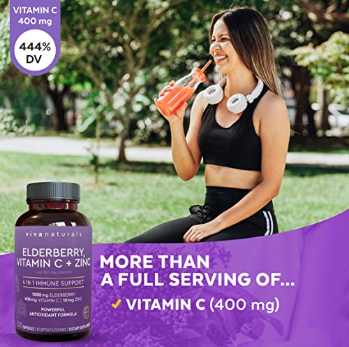 Foto 5 pulgar | Complementa La Baya Del Saúco, La Vitamina C, El Zinc Y El Jengibre De Viva Naturals - Venta Internacional.