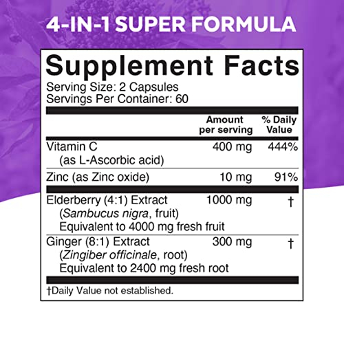 Foto 7 | Complementa La Baya Del Saúco, La Vitamina C, El Zinc Y El Jengibre De Viva Naturals - Venta Internacional.