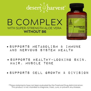 Foto 4 | Suplemento Desert Harvest B-complex Sin B6 90 Cápsulas - Venta Internacional.