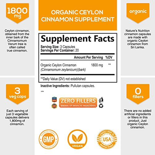 Foto 3 pulgar | Suplemento De Canela De Ceilán Orgánica Nature's Choice 1800 Mg - Venta Internacional.