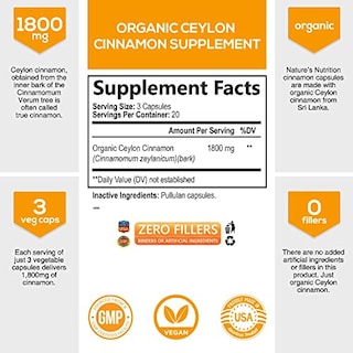Foto 2 | Suplemento De Canela De Ceilán Orgánica Nature's Choice 1800 Mg - Venta Internacional.