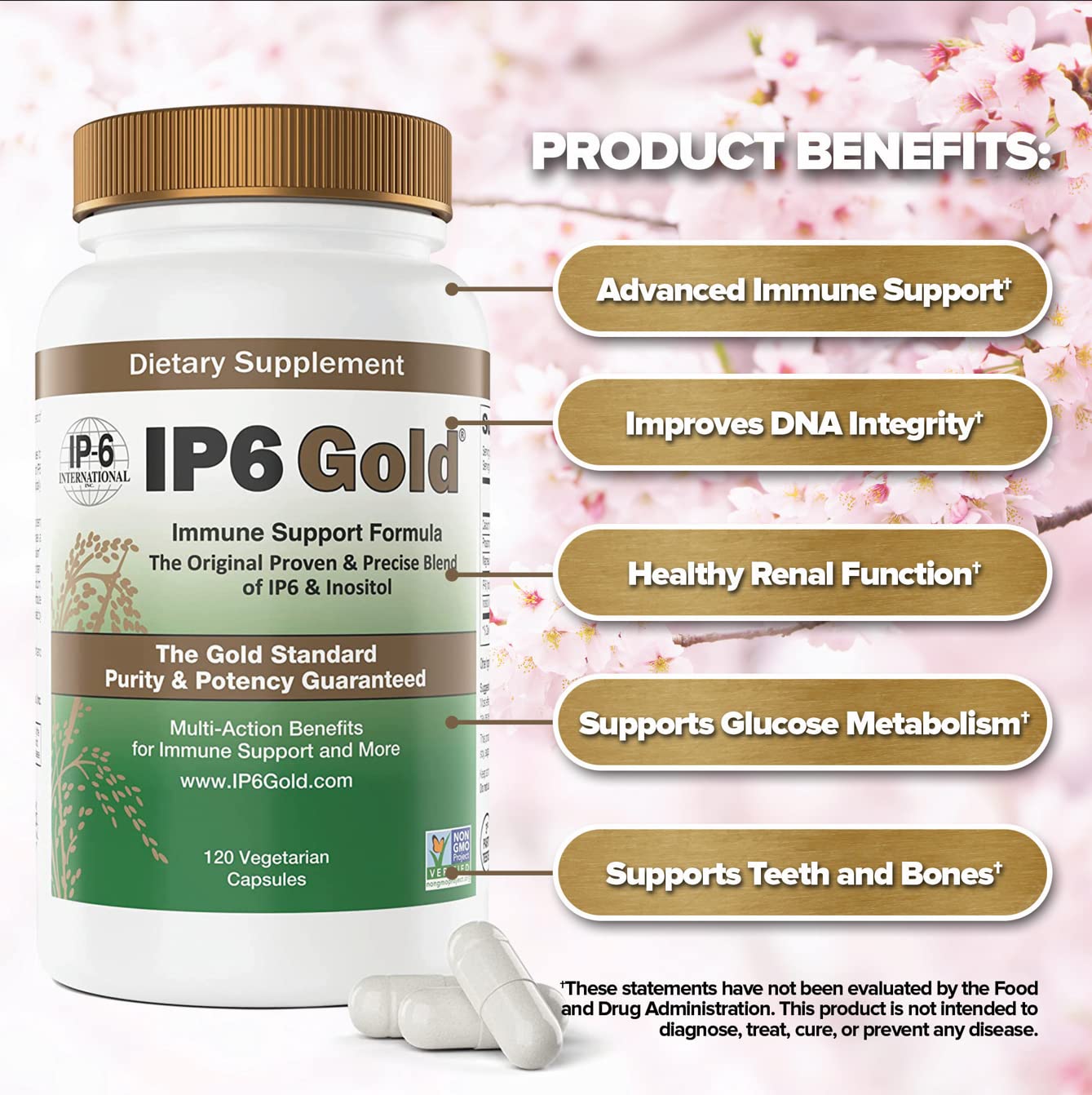 Foto 6 pulgar | Suplemento Ip6 Gold Immune Support 120 Cápsulas Veganas - Venta Internacional.