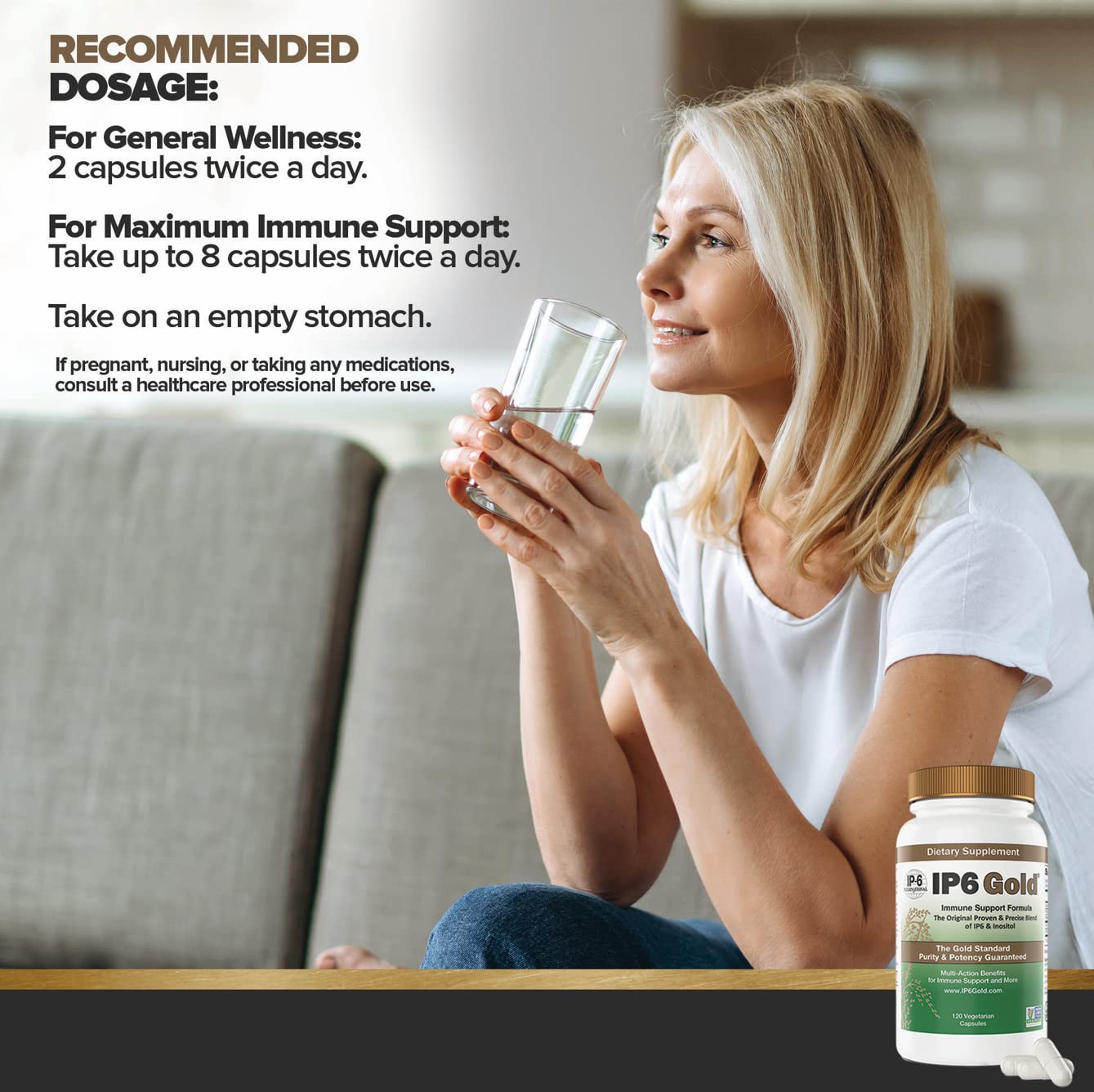 Foto 7 pulgar | Suplemento Ip6 Gold Immune Support 120 Cápsulas Veganas - Venta Internacional.