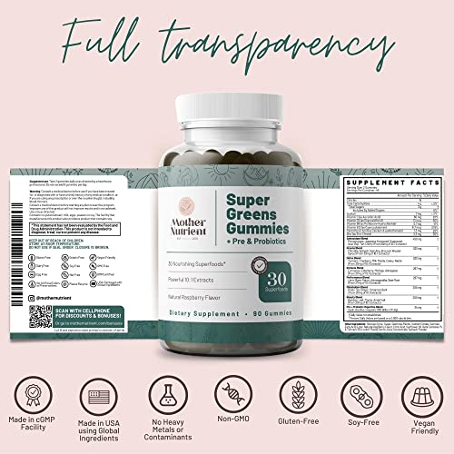 Foto 7 pulgar | Suplemento Mother Nutrient Super Greens Gommies 90 Gomitas - Venta Internacional.