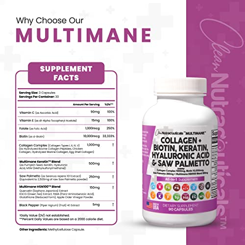 Foto 5 pulgar | Suplemento De Colágeno De Clean Nutraceuticals, 1000 Mg, Biotina, 10000 - Venta Internacional.