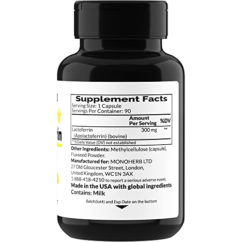Foto 3 pulgar | Suplemento Monoherb De Lactoferrina 300 Mg 90 Cápsulas Vegetarianas - Venta Internacional.