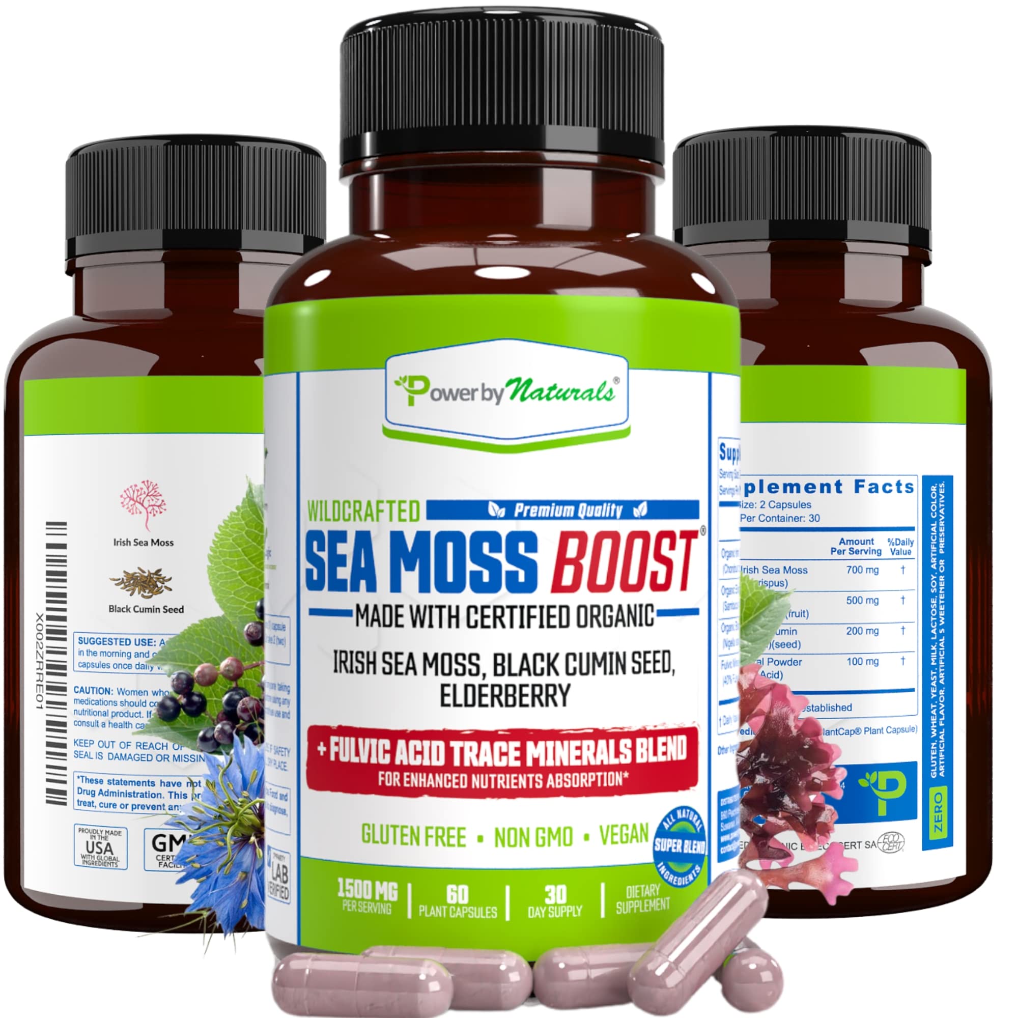 Foto 2 pulgar | Cápsulas Orgánicas Supplement Power By Naturals Sea Moss - Venta Internacional.