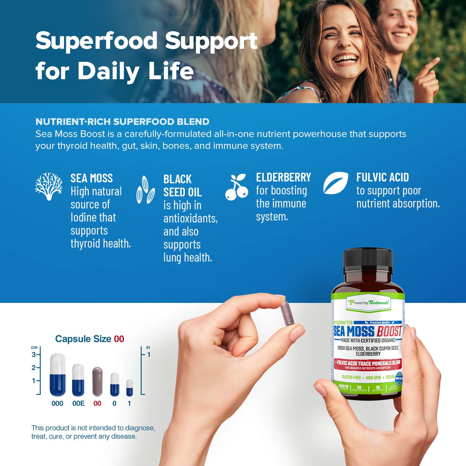 Foto 4 pulgar | Cápsulas Orgánicas Supplement Power By Naturals Sea Moss - Venta Internacional.