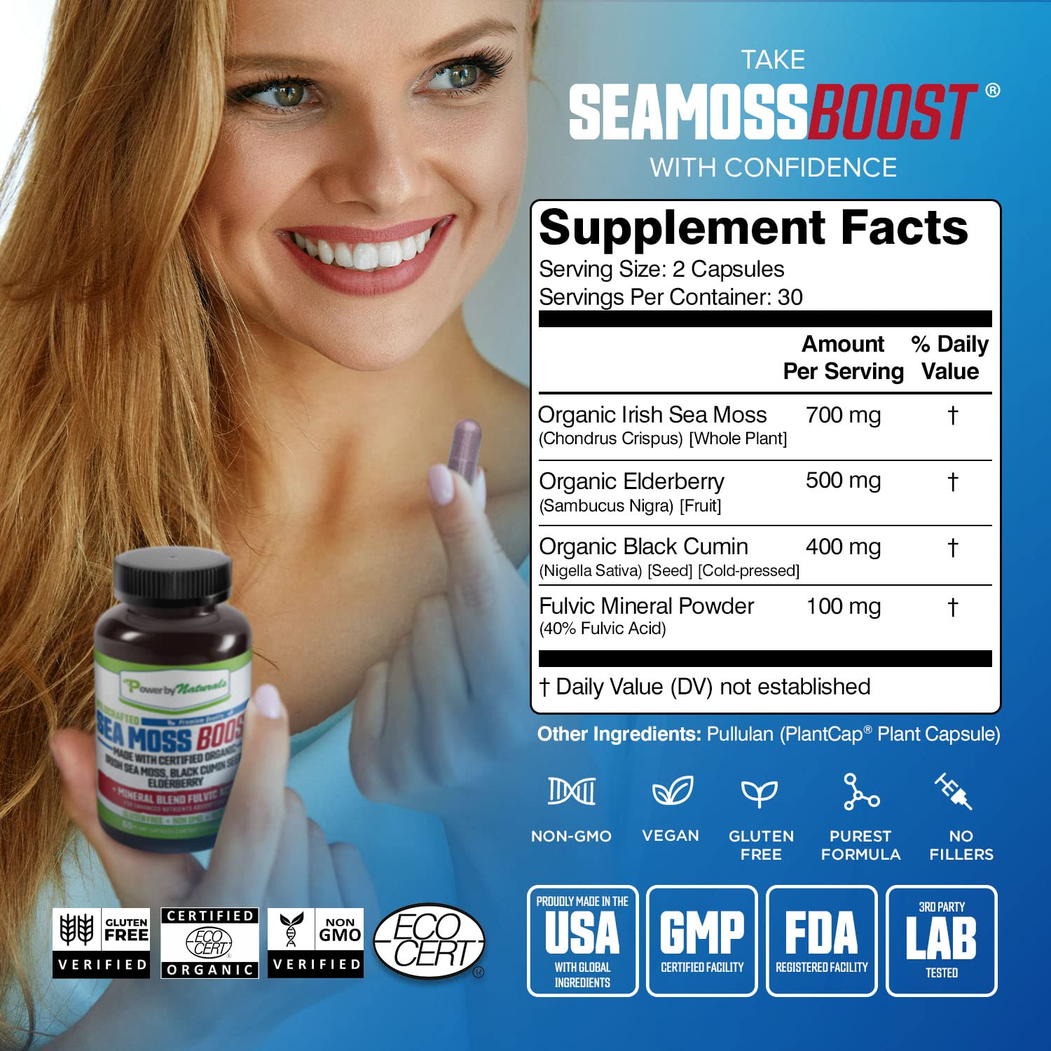 Foto 4 | Cápsulas Orgánicas Supplement Power By Naturals Sea Moss - Venta Internacional.